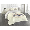 thumbnail image 2 of Ambesonne Ocean Quilted Coverlet 3 Pcs, Vintage Style Anchor Sign, King Size, Orange Blue Yellow, 2 of 4