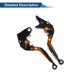 thumbnail image 5 of Palancas de freno y embrague cortas largas para Kawasaki ZZR600 2005-2009, palanca de freno ajustable de motocicleta, aleación de aluminio, cabeza negra, mango naranja, 5 of 6