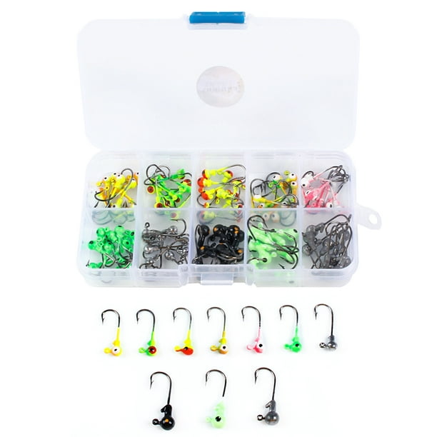 Labymos 100pcs/box Multicolor Jig Head Hooks with Single Hook Sea Fishing  Enquipment Tackle Box
