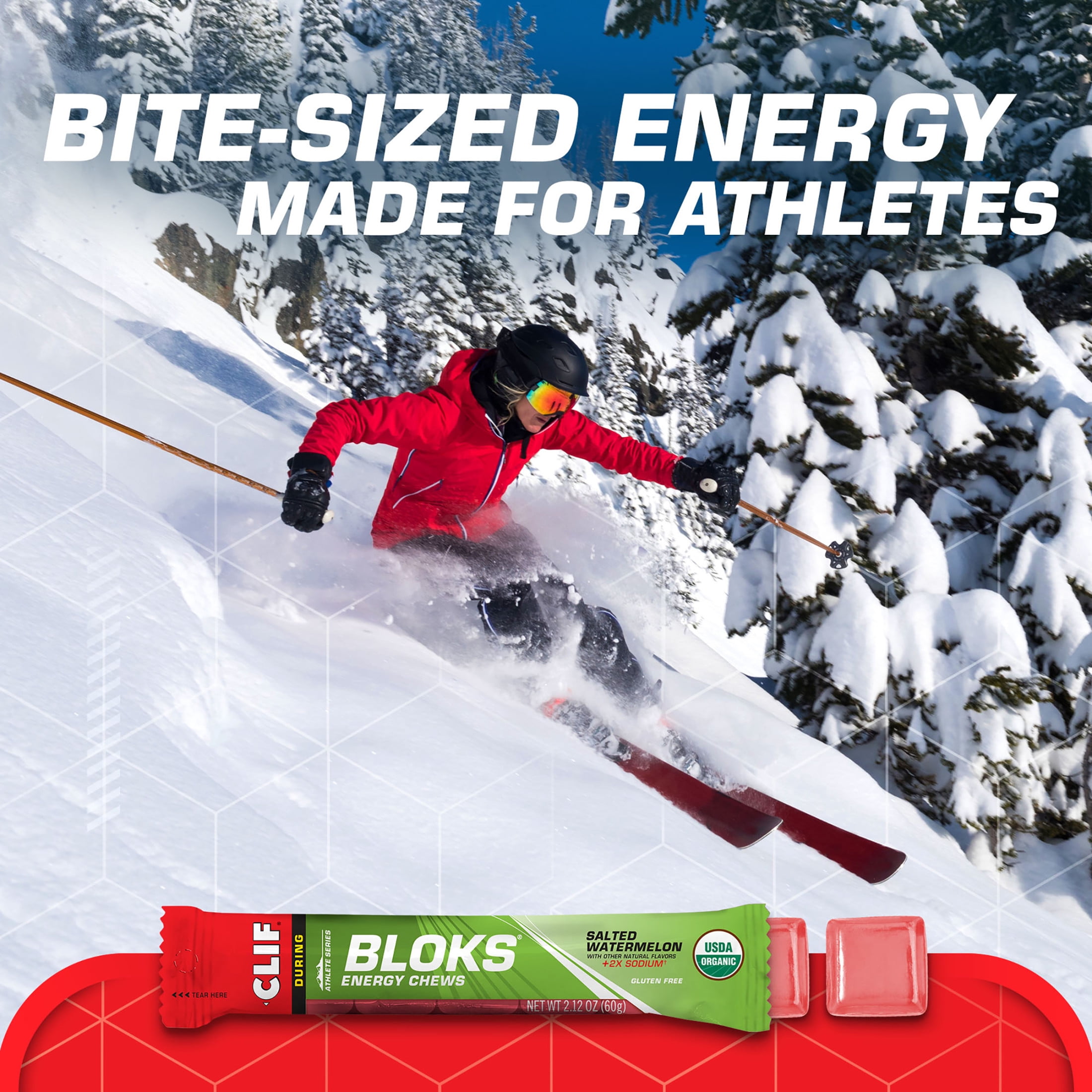 CLIF BLOKS Salted Watermelon Flavor with 2X Sodium Plant Based Energy Chews, 1ct