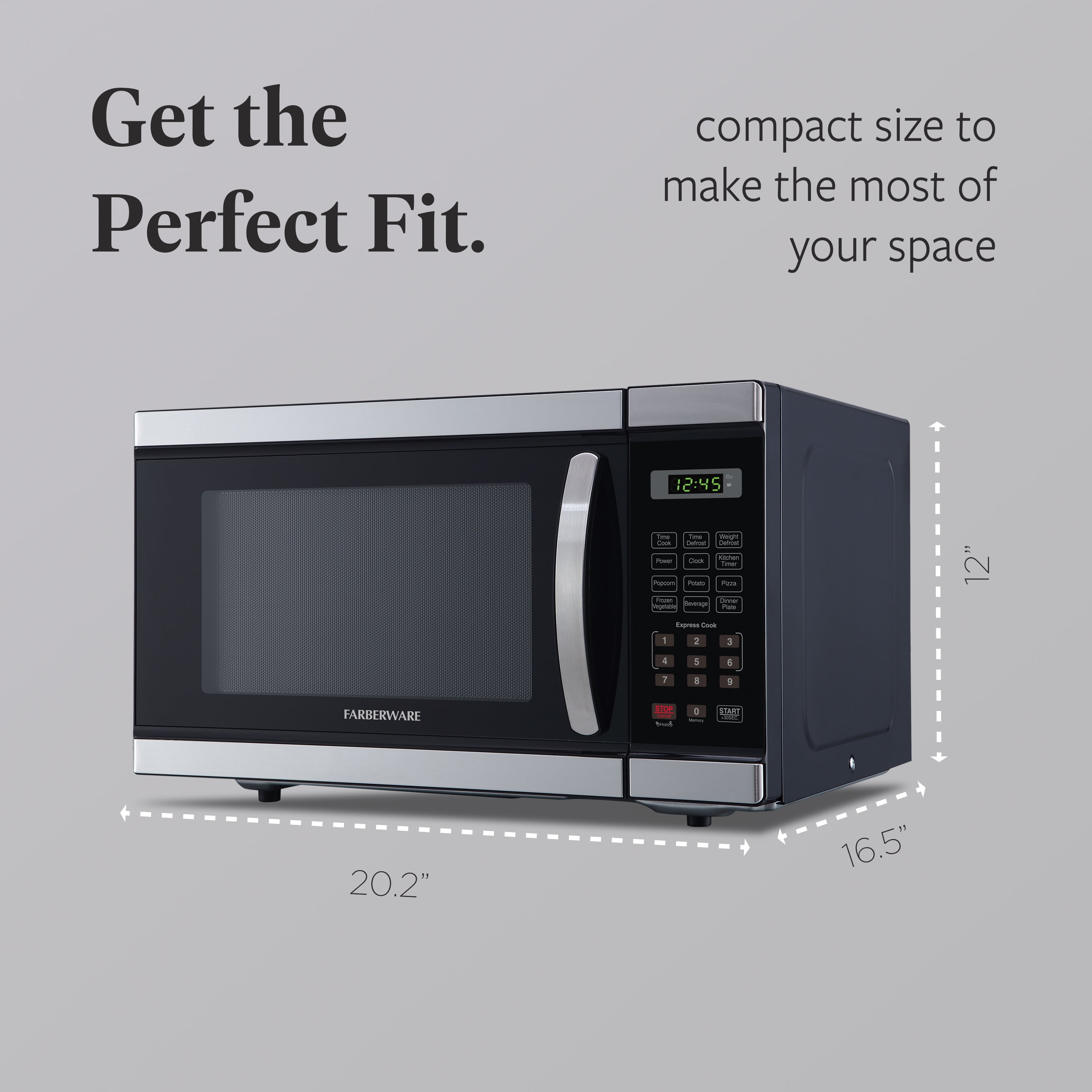 Farberware 1.1 cu ft Microwave Oven, 1000W Professional Countertop Microwave Oven, Stainless Steel