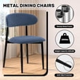 thumbnail image 2 of 3 Piece Dining Table Set for 2, 31.5" Round Kitchen Table with 2 Upholstered Chairs, Modern Dining Room Furniture Set with Metal Legs for Small Spaces, Apartment, Kitchen, Blue, 2 of 7