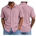 thumbnail image 7 of Guluxicc Men's Casual Button Down Shirts with Pockets Collared Loose Short Sleeve Cotton Shirts Office Work Tops, 7 of 7