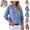 Blue, variant on Mfakffe Shirts For Women Gingham Plaid Long Sleeve Button Down Shirt Ruffled V‑Neck Casual Loose Fit Blouse for Daily Wear