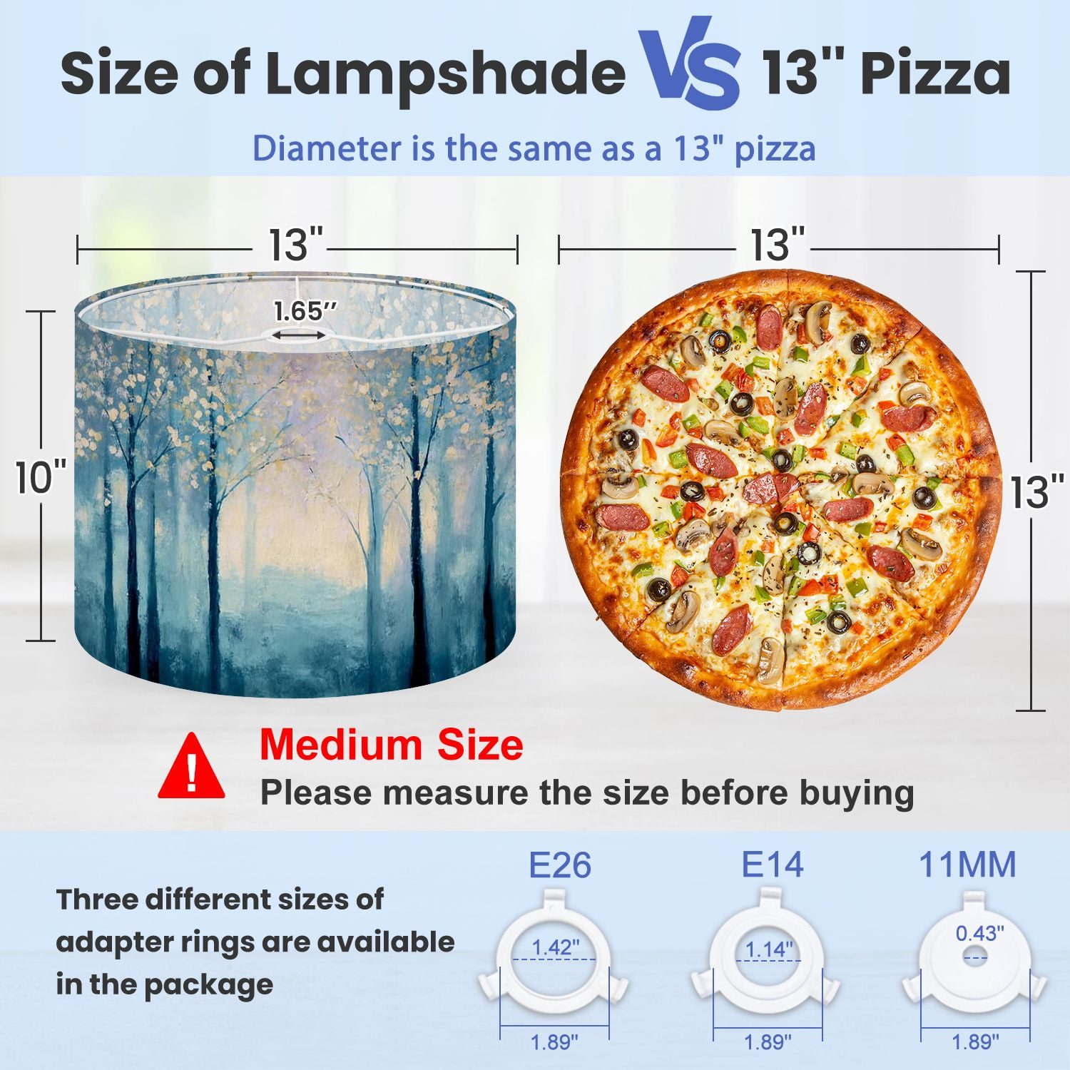 Lampshades 2 Pack Teal Landscape Blue Forest Textured Panoramic Abstract Nature Abstract 13"x13"x10" Light Shade for Table Lamps Floor Lamps Drum Lamp Shades Lampshade Replacement Easy Assembly