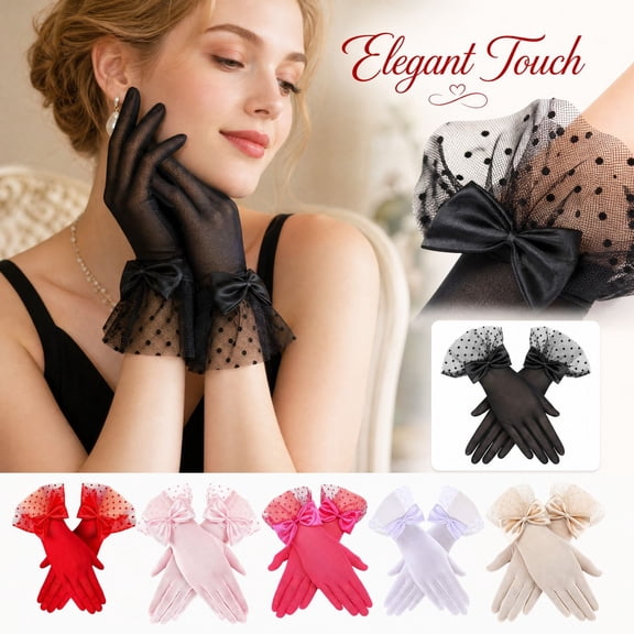 Women Mesh Gloves Wedding Tea Party Elegant Short Novelty Bridal Gloves for Wedding Opera Party