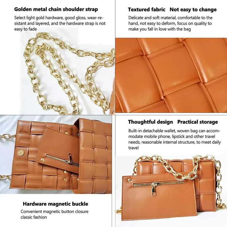 Small Crossbody Purses for Women PU Leather Chain Quilted Handbag Designer Shoulder Bags Coin Cellphone Purse Set 2pcs
