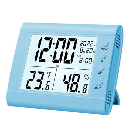 Digital Alarm Clock, Electronic Clock LED Display Electronic Clock Stereo, Gift for Friends and Children Blue