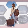 thumbnail image 4 of ELLE Eleganza 25L Fashion Monogram Travel Backpack, Brown, 1-Piece, 4 of 11
