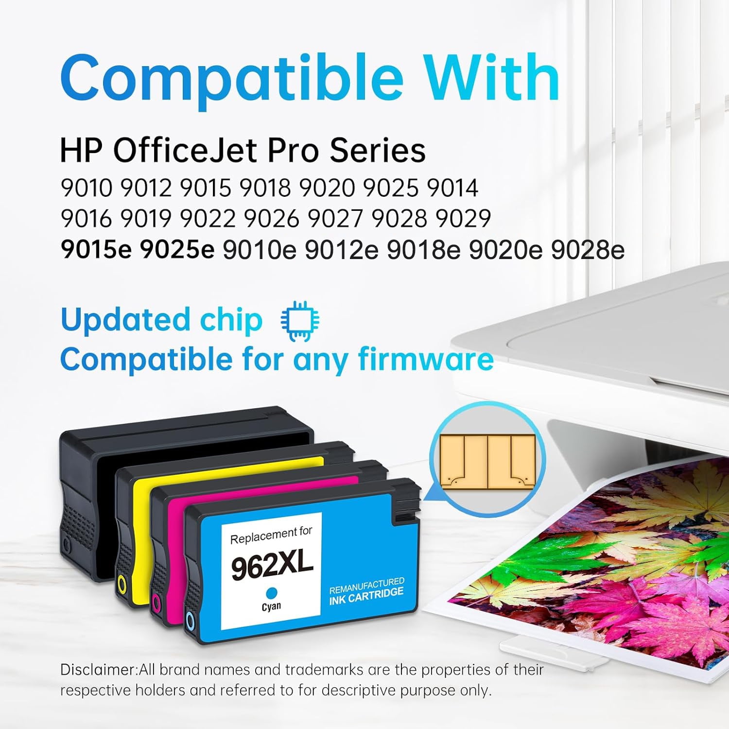 962 Ink Compatible for HP 962 Ink Cartridges for HP Ink 962 (Black Cyan Magenta Yellow, 4 Pack)