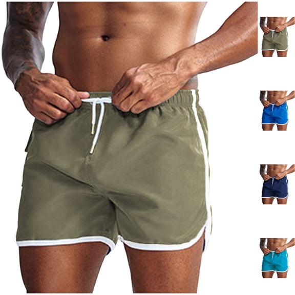 Men's Swim Trunks 3 Inch Inseam Dolphin Hem Quick Dry Beach Shorts Vintage Athletic Board Short Pants Training Wear with Patch Pocket for Summer Pool