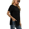 thumbnail image 3 of T-shirts pour Femmes à Manches Courtes, Col Ras du Cou, T-Shirts Unis Basiques, 3 of 5