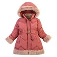 thumbnail image 2 of Aboser Kids Girls Faux Fur Trim Overcoat with Hood Warm Thicken Snow Jacket Toddler Girl's Winter Parka Coat Soft Heavyweight Long Jackets 4-10 Years Old, 2 of 8
