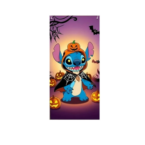 Bat Stitch Halloween pumpkin ghost door cover decoration, 35*79 inch door curtain door cover banner photography background suitable for room dormitory indoor and outdoor decoration