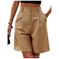 thumbnail image 2 of Women's Elegant Dressy Shorts Pleated Wide Leg High Waisted Shorts, 2 of 3