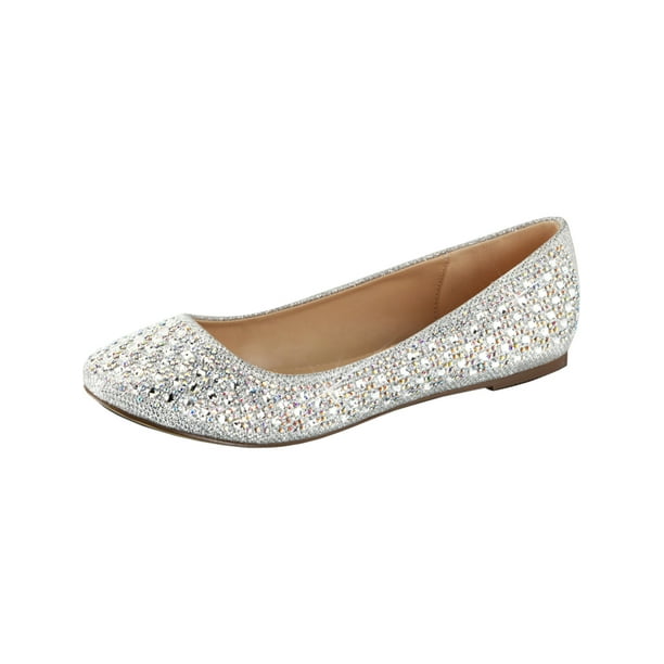 shiny silver flats
