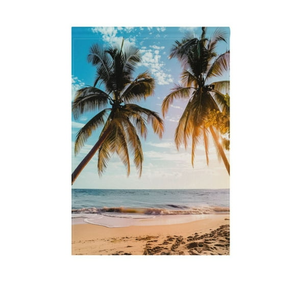 Retro Palm Tree Sunset Beach Garden Flag House Banner 12" x 18" Double Sided Outdoor Yard Decoration