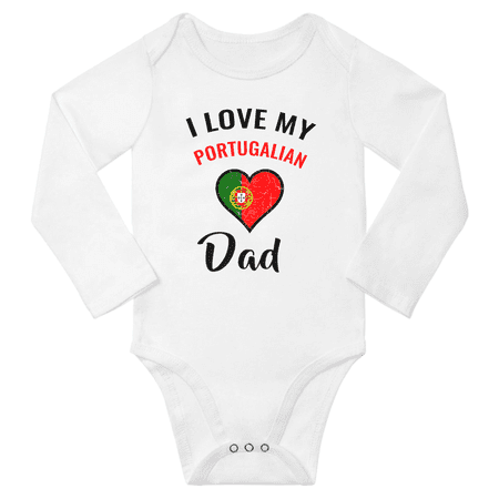 

I Love My Portugalian Dad Baby Long Slevve Romper Bodysuit (White 18-24 Months)