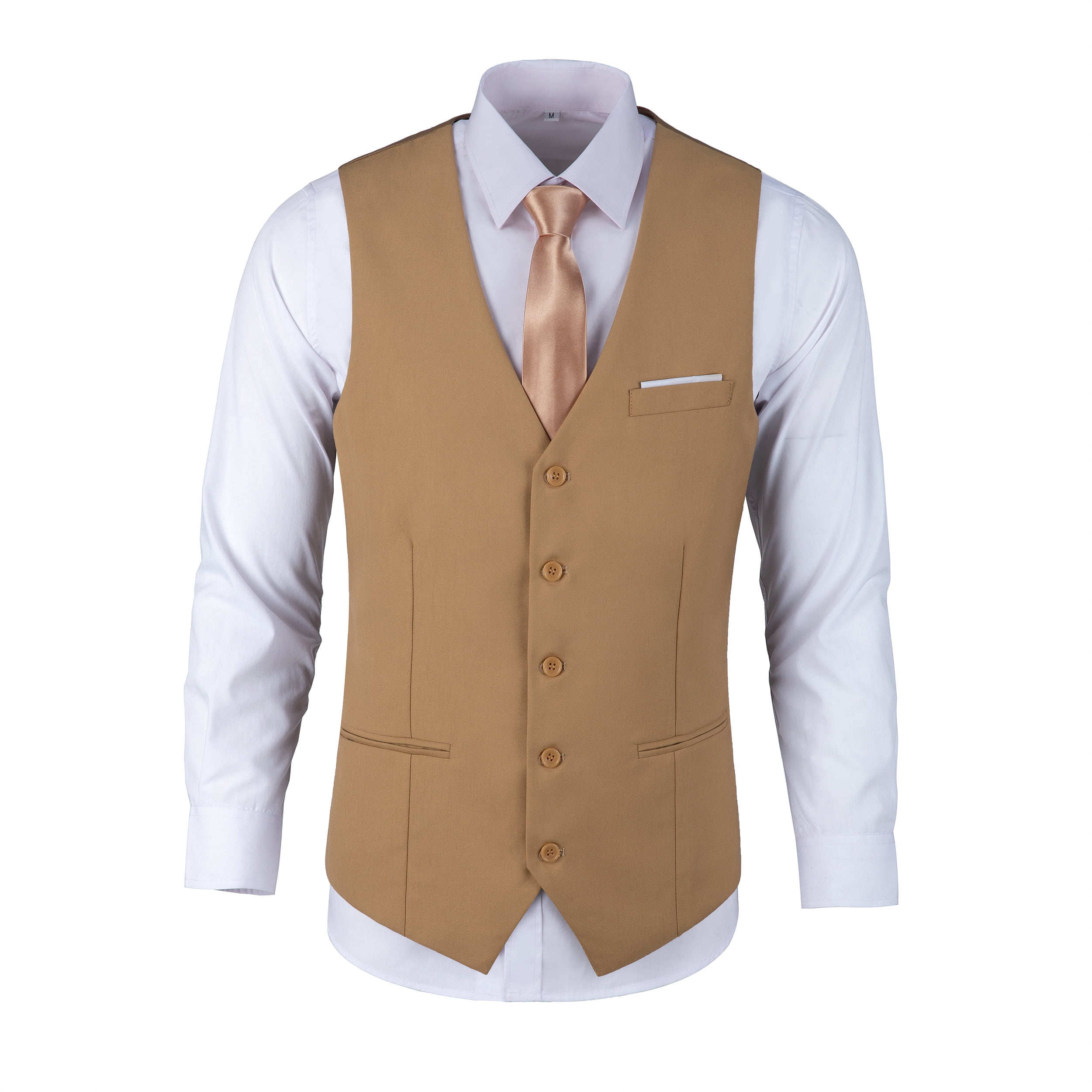 YuanLu Men's Suit Vest Grey Business Formal Dress with 3 Pockets, Prom