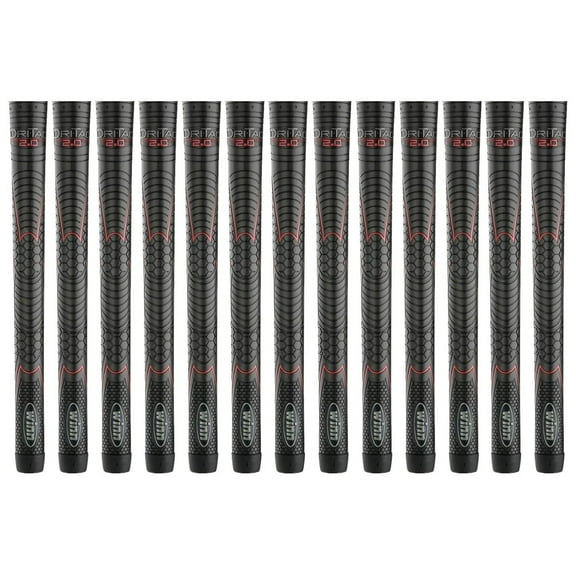Winn Dri Tac Standard 2.0 Golf Grip -Bundle of 08 Standard Size Golf Grips 52DT-JBK STANDARD SIZE, Jet Black with Red design