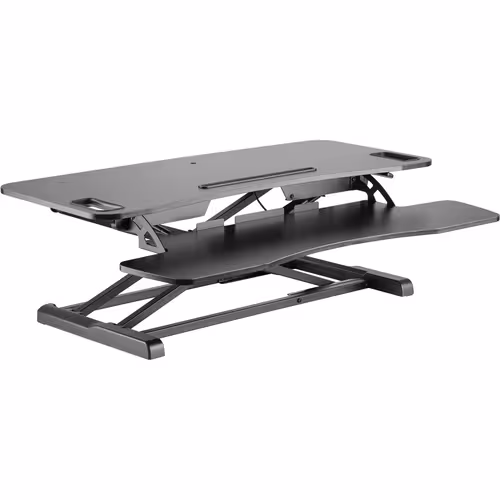 thumbnail image 1 of Amer Mounts Sit/Stand 37.4" Height Adjust Desk - EZRiser36 Height Adjustable Sit/Stand Desk Computer Riser, Dual Monitor Capable, 37.4" wide with Keyboard Tray - Black Finish, 1 of 4