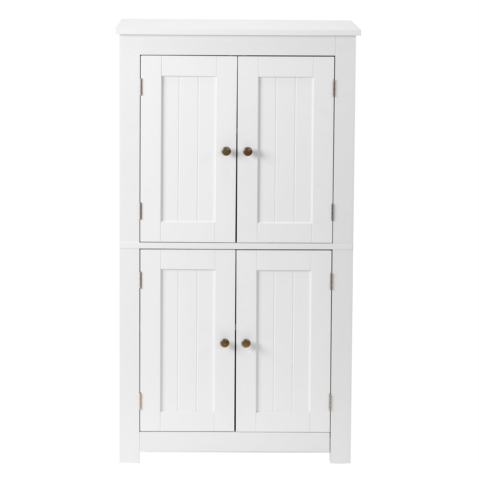 Ktaxon Bathroom Floor Storage Cabinet, Freestanding Cabinet with 4 Doors, Adjustable Shelves, White