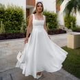 thumbnail image 3 of Women's Square Neck A-Line Maxi Dress Sleeveless Elegant Flowy Summer Graduation Dress, 3 of 8