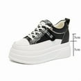 thumbnail image 4 of Women's platform shoes 8cm Heightening Slim Genuine leather Non-slip Lightweight Lace-up Student sports shoes female Casual shoes new black\White, 4 of 8