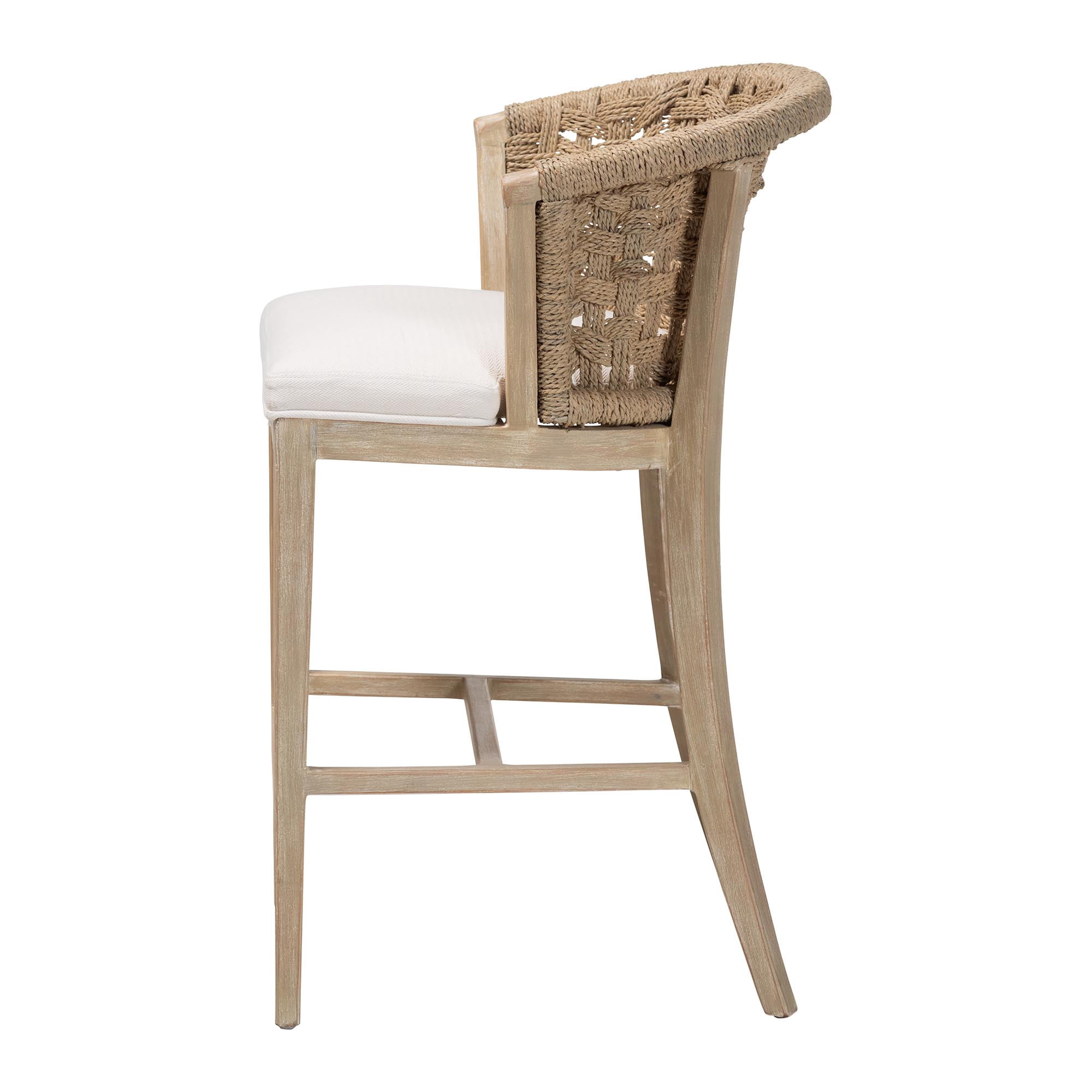 bali & pari Vellon Boho Counter Stool, 26" H Counter Height, White Wash