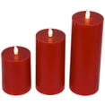 thumbnail image 6 of Northlight LED Flameless Flickering Wax Pillar Candles - 8" - Red - Set of 3, 6 of 7