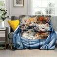 thumbnail image 6 of Ultra-Soft Micro Fleece Throw Blanket - Cozy & Lightweight, Perfect for Sofa, Bed, Travel, Camping, Office Chair - Cute Cat Design, All-Season Comfort, 24.69oz, White, 6 of 6