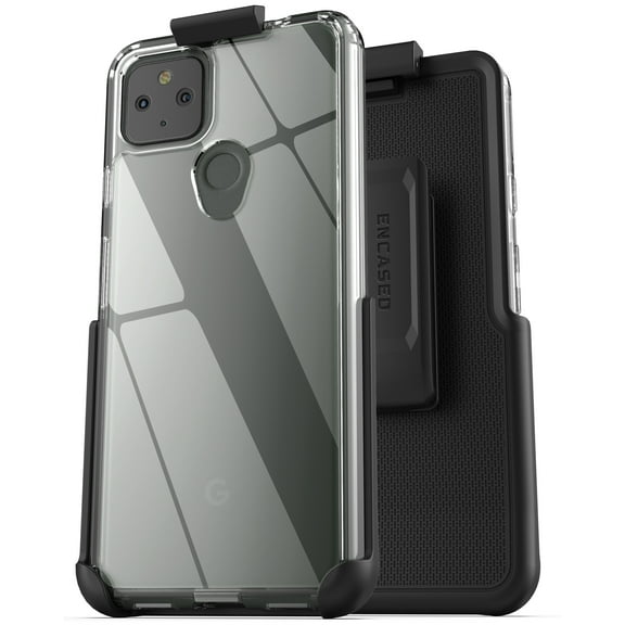 Encased Holster Designed for Google Pixel 5a 5G Belt Clip Case (2021) Clear Protective Phone Case with Holder