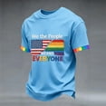 thumbnail image 2 of GrmtClth Men's We the People Means Everyone Shirts Pried Rainbow Flag Pattern Top Equality Short Sleeves Tee Casual Crew Neck Clothes Light Blue 2XL, 2 of 4