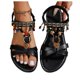 thumbnail image 4 of Sandalias de Correa de Tobillo Negra de Pie Redondo de Pie Abierto de Pie Romano con Perlas de Playa Bohemia para el Uso Al Aire Libre Sandalias de Mujer Cómodas Caminando, 4 of 5