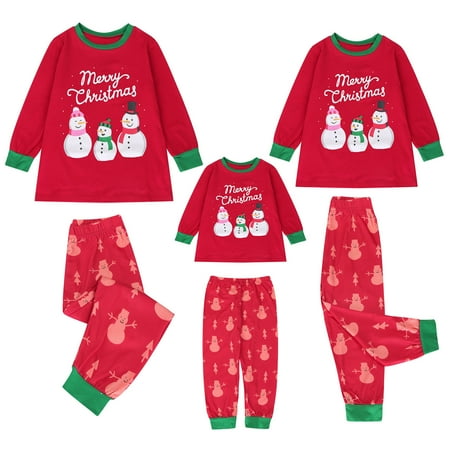 

Holiday Xmas Party Matching Family Pajamas Snowman Face Print 2 Pieces Christmas Pjs Sets Sleepwear Loungewear