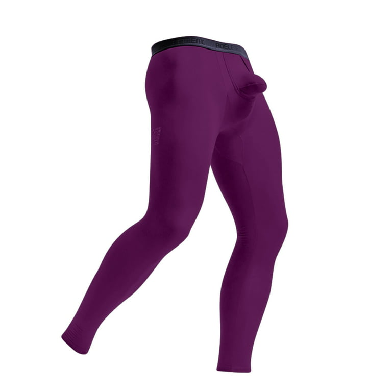 haxmnou men's thermal underwear pants, heated warm thin long johns leggings,  winter base layer bottoms purple xxxl 