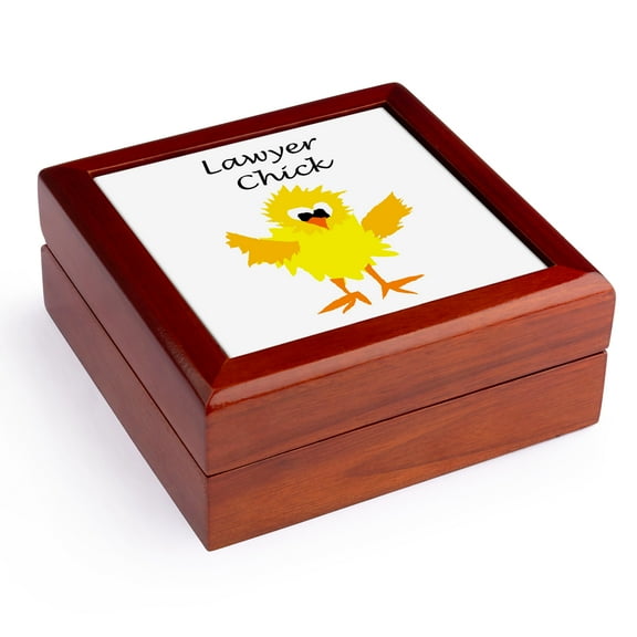3dRose, Funny Lawyer Chick Work Cartoon, Jewelry Box 5.5x5.5 inch with 4 inch tile