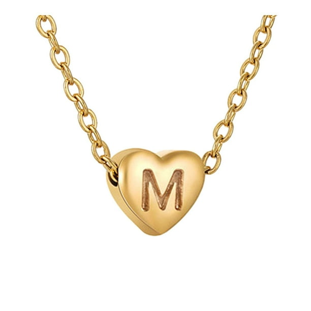 26 iniciales en forma de corazón collar alfabeto para las mujeres Collares de acero inoxidable para las mujeres A Z 26 iniciales alfabeto collares de oro para las mujeres niñas