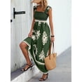 thumbnail image 4 of Womens Square Neck Boho Maxi Dress Casual Long Spring Summer Dresses Sundresses for Women Beach Vacation 2025 Green XXL, 4 of 8