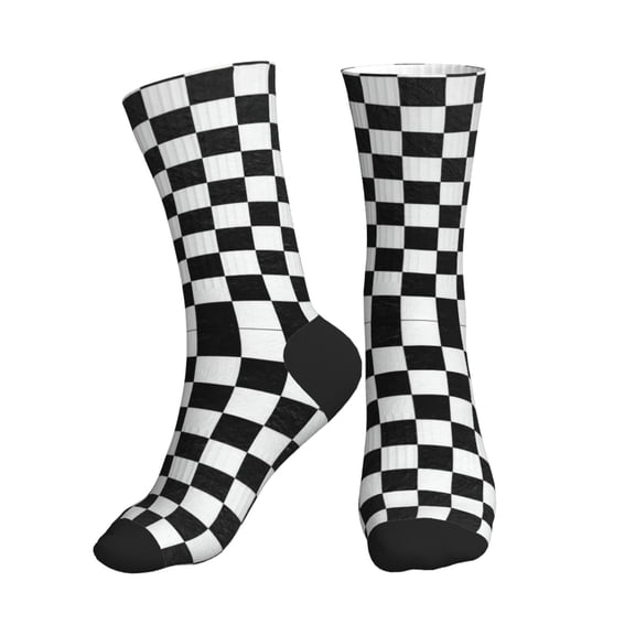 Athletic Socks Race Waving Checkered Flag Sport Running Calf Socks Crew Socks for Men Women