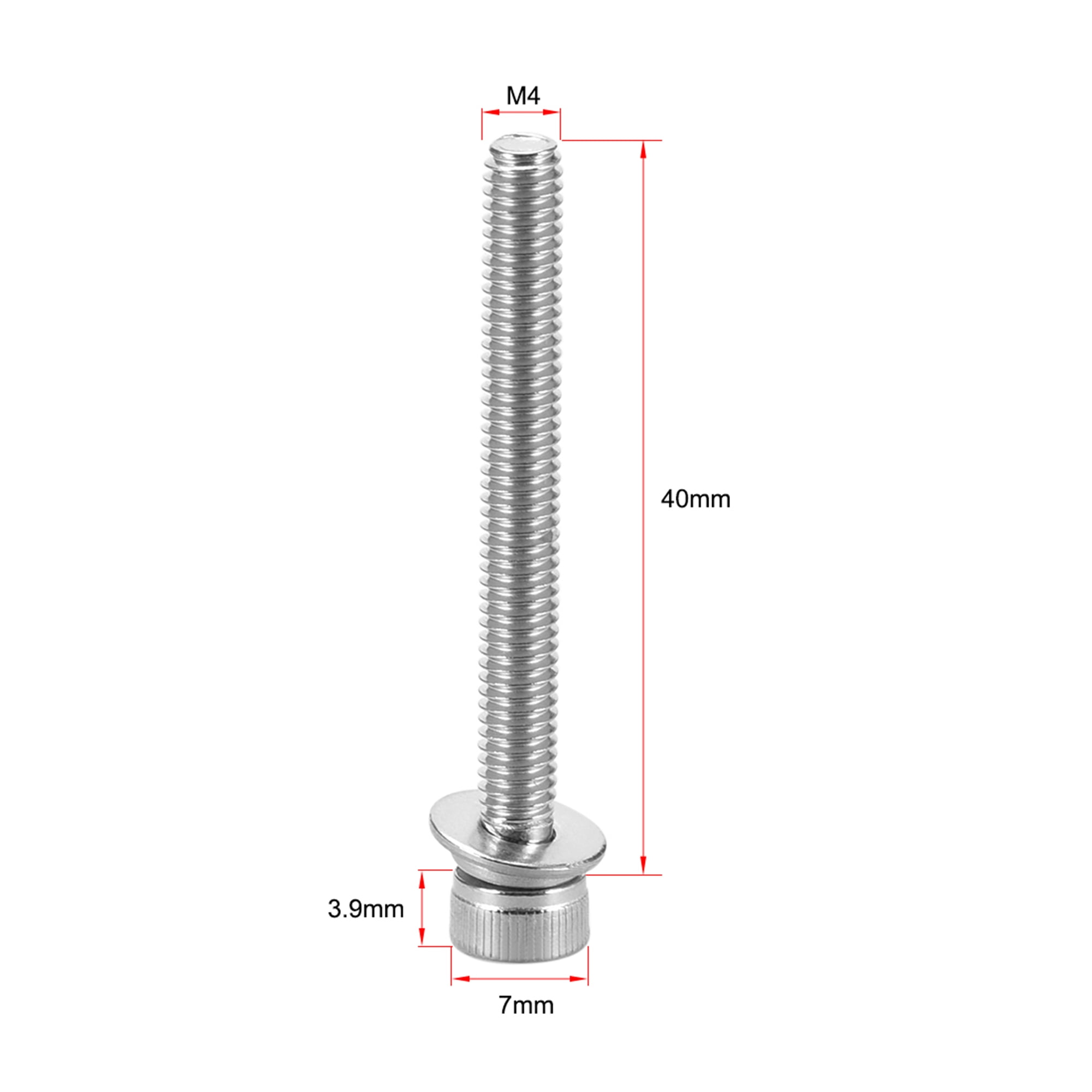 10-Pack M4 X 35mm Stainless Steel Hex Socket Head Screw Kit – Includes Spring & Flat Washers For Furniture & DIY Projects