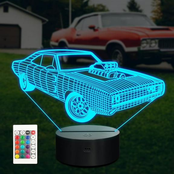 Gifts for Car Lovers, Cool Muscle Car LED Night Light for Kids Bedroom Decors, 16 Color Changing Remote Birthday Xmas Amazing Present Idea for Men Boys