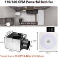 thumbnail image 2 of OREiN Bathroom Fan with Bluetooth Speaker, 110/160 CFM 1.0 Sones Bathroom Exhaust Fan with Light, 40W Shower Vent Fan with Light & Remote, 1500lm LED Light 2700K/4000K/6500K & Nightlight, Music Sync, 2 of 9