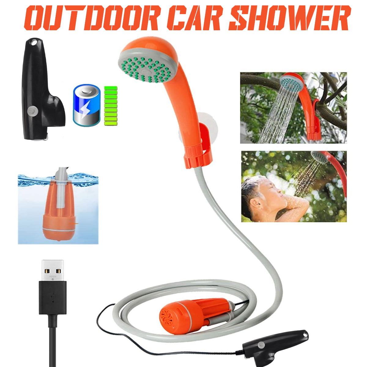 12V Electric Portable Shower System Outdoor Camping Caravan Festival Water Flow 