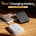 thumbnail image 2 of 15-in-1 Surge Protector Power Strip with 8 AC Outlets, 4 USB & 3 Type-C Ports, Flat Plug Space-Saving Extension Cord for Home Office Kitchen, 2 of 7