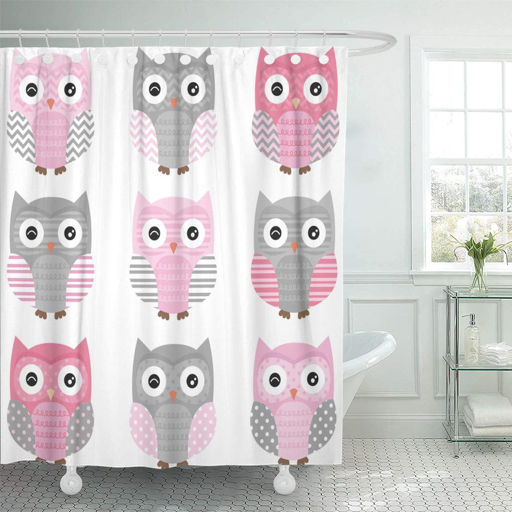 Yusdecor Chevron Pink And Grey Cute Owl Collections Family Nursery Pattern Bathroom Decor Bath Shower Curtain 66x72 Inch Walmart Canada