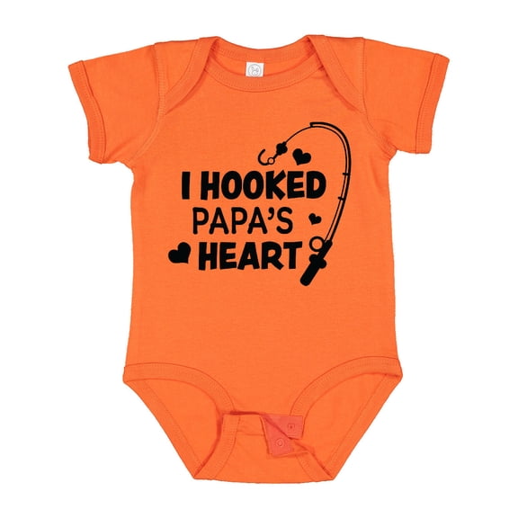 Inktastic I Hooked Papa's Heart with Fishing Rod Boys or Girls Baby Bodysuit