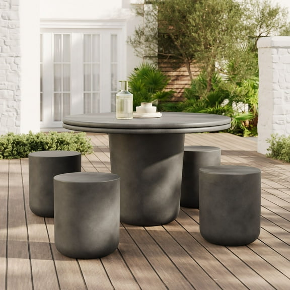 Modway Brion Indoor - Outdoor Patio Concrete 5 Piece Dining Table Set in Gray
