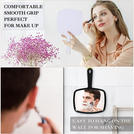 2 Pieces Hand Mirror Handheld Cosmetic Mirrors Set With Handle Makeup Hairdressers Paddle Portable Vanity For Travel Home And Salon Use Black White Canada 2 Pieces Hand Mirror Handheld Cosmetic, How To Hang Hand Mirrors