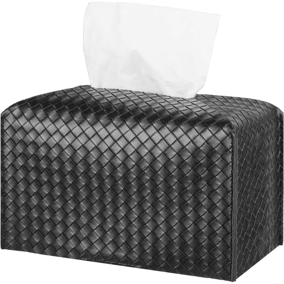 Tissue Box Cover PU Leather Tissue Holder Square Facial Tissue Case Facial Paper Organizer Dispenser for Bathroom, Vanity Countertop, Tabletop, Car, Griege